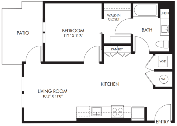 a floor plan of a home with a bedroom and a living room