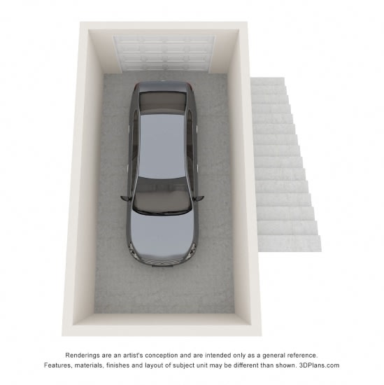 an aerial view of a car parked in a box