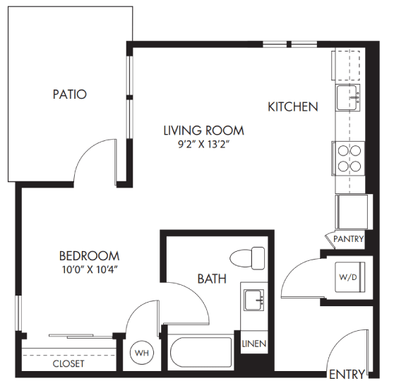 a floor plan of a small house with a bedroom and a living room