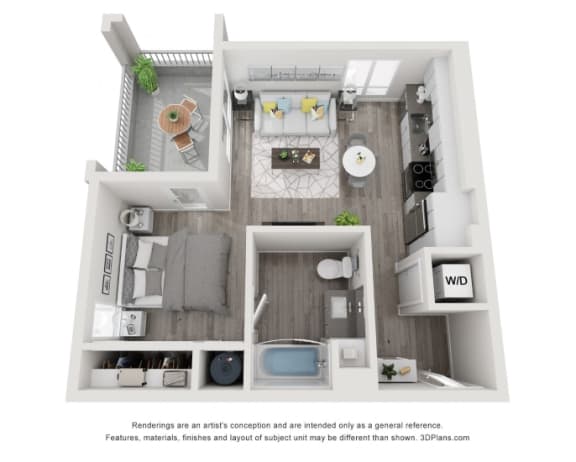 a 2 bedroom floor plan with a bathroom and a balcony