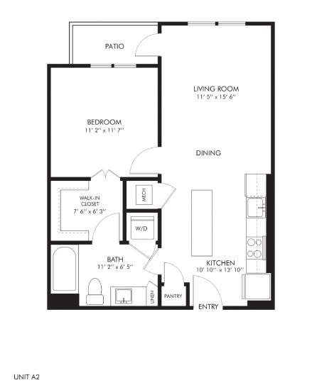 a floor plan of a 1 bedroom floor plan