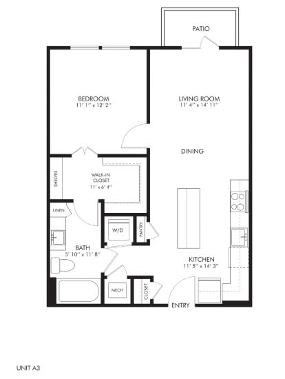 a floor plan of a 1 bedroom floor plan