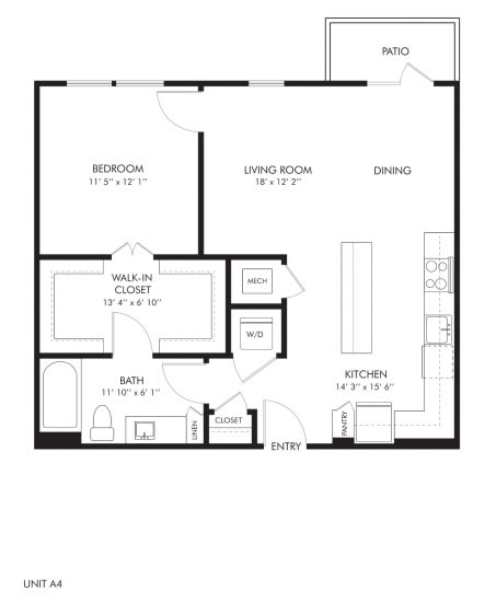 a floor plan of a living room with a small kitchen and a bedroom