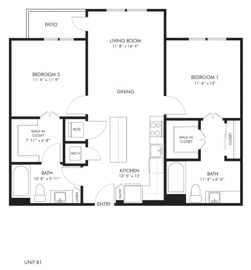 a floor plan of a residence with a mix of bedrooms and a living room