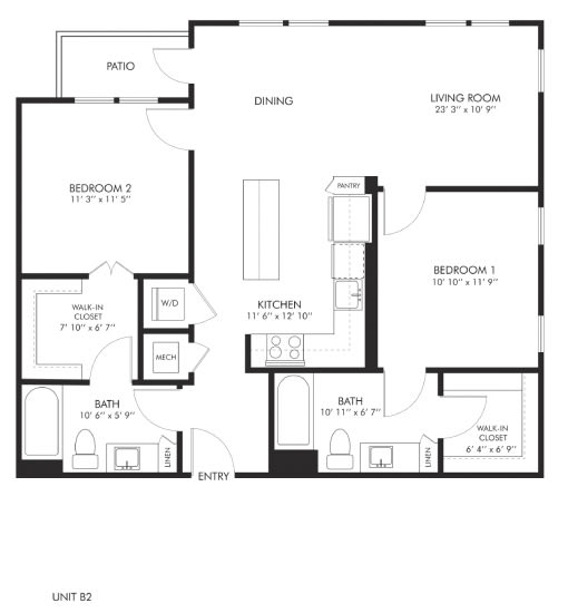 a floor plan of a residence with a bedroom and a living room