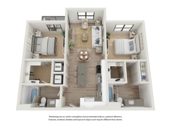 a 3 bedroom floor plan with a bathroom and a living room