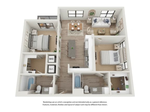 a 1 bedroom floor plan with a bathroom and a living room