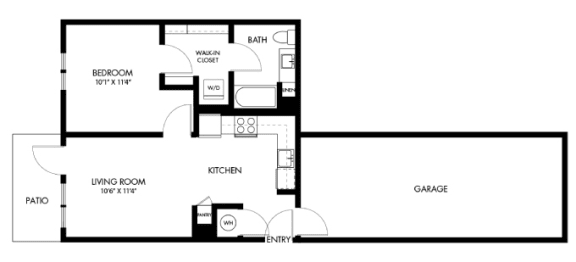 a floor plan of a house with a bedroom and a living room