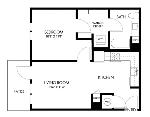 a floor plan of a room with a bedroom and a living room