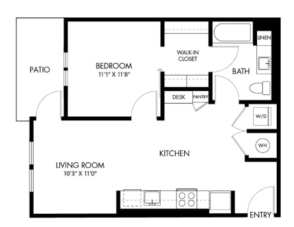a floor plan of a small house with a bedroom and a living room