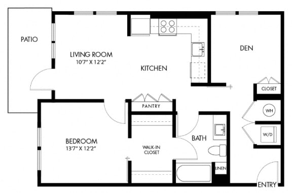 a floor plan of a small house with a bedroom and a living room