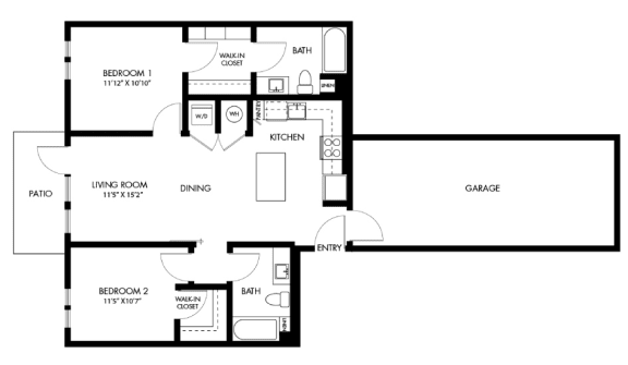 a floor plan of a home with an open floor plan with a bedroom and a