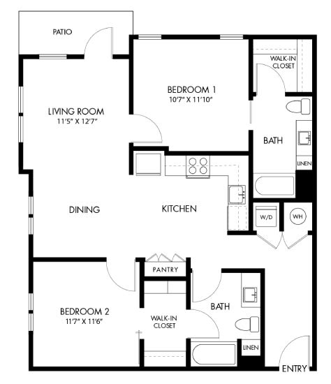 a floor plan of a small house with a kitchen and a living room