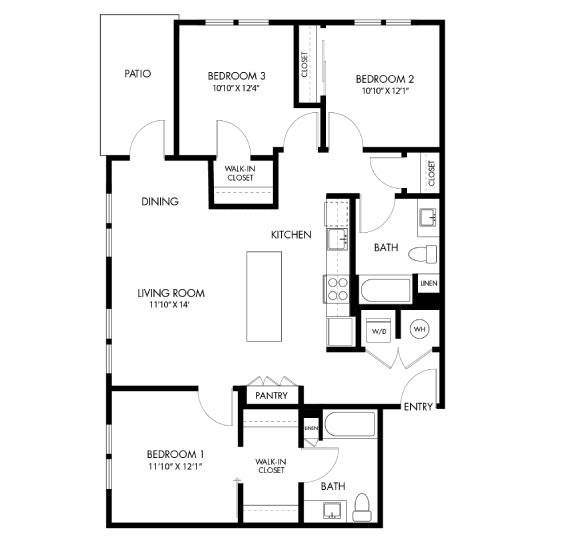 a floor plan of a residence with a bedroom and a living room