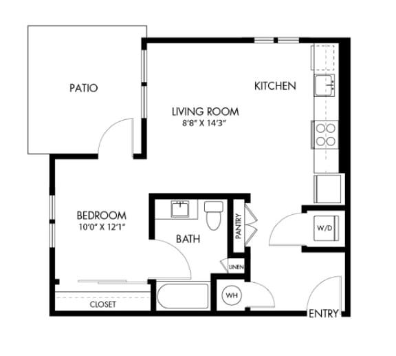 a floor plan of a small house with a bedroom and a living room