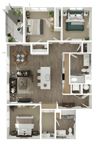 a1 floor plan  1 bedroom with 2 baths  129