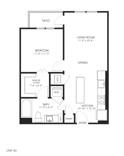 a floor plan of a 1 bedroom floor plan