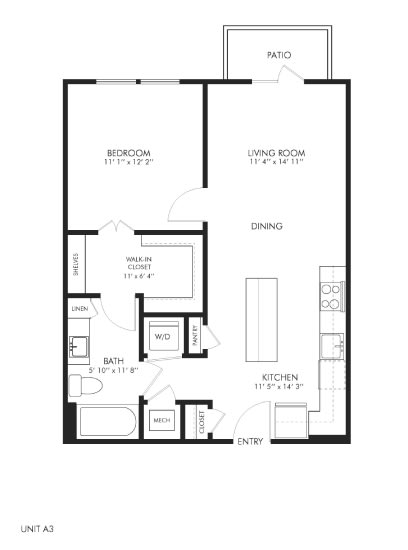 a floor plan of a 1 bedroom floor plan