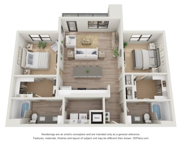 a 1 bedroom floor plan with a bathroom and a living room
