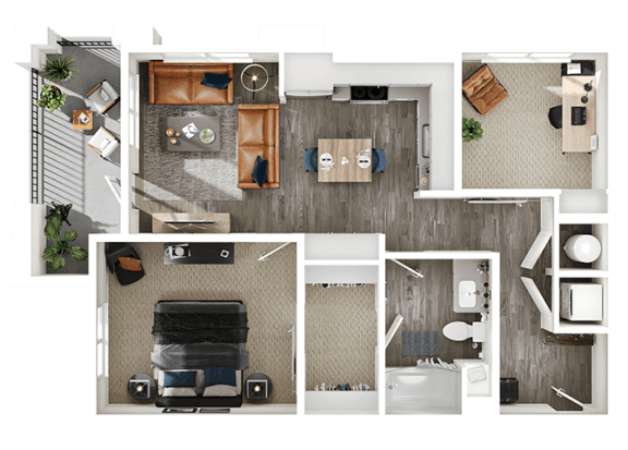 Halogen Apartments A4 3D Floor Plan