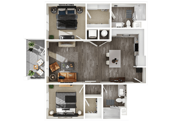 Halogen Apartments B1 3D Floor Plan