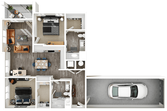 Halogen Apartments B2G 3D Floor Plan