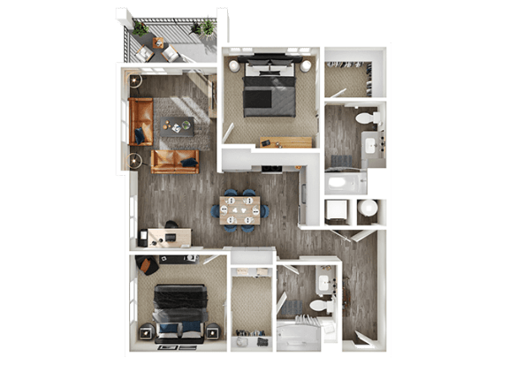 Floor Plan  Halogen Apartments B2 3D Floor Plan