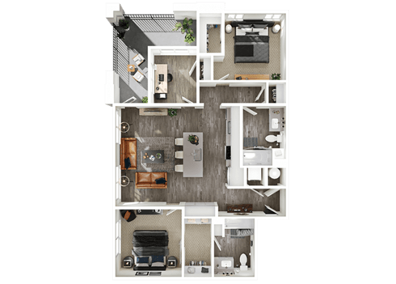 Floor Plan  Halogen Apartments B3 3D Floor Plan