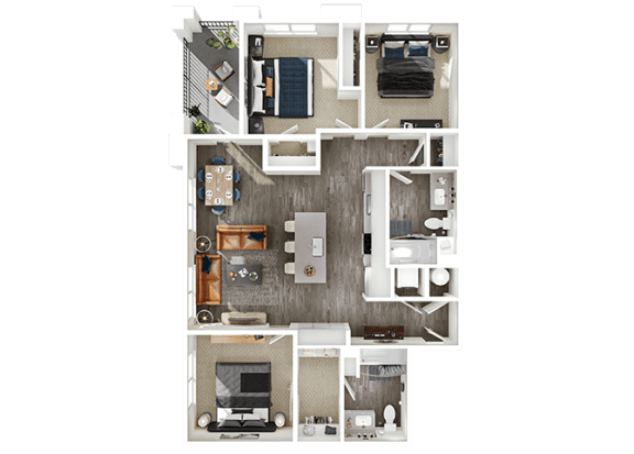 Halogen Apartments C1 3D Floor Plan