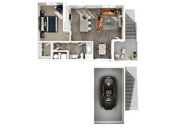 Halogen Apartments Carriage 3D Floor Plan