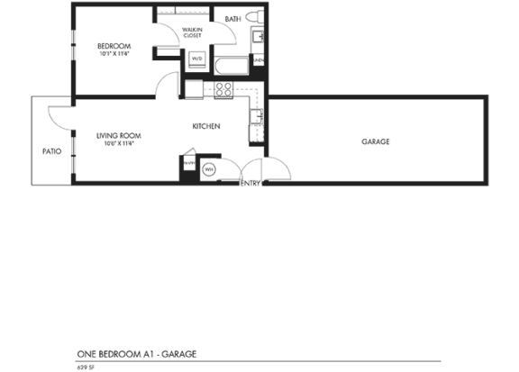 Halogen Apartments 2D Floors Plan - A1 W GARAGE
