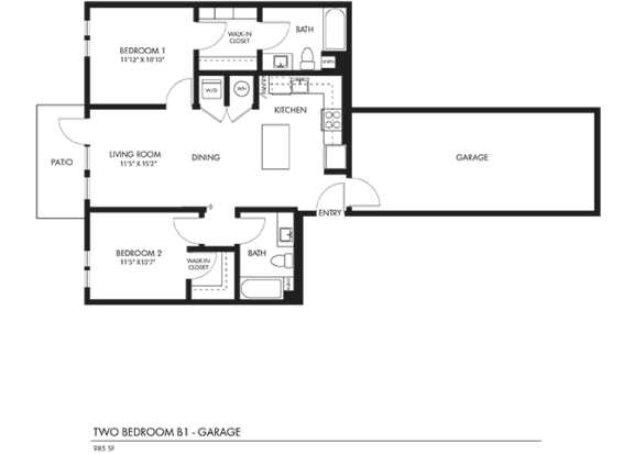 Halogen Apartments 2D Floors Plan - B1 W GARAGE