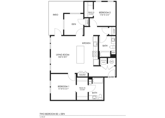 Halogen Apartments 2D Floors Plan - B3 W DEN