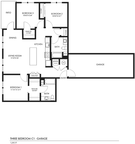 Halogen Apartments 2D Floors Plan - C1 WITH GARAGE