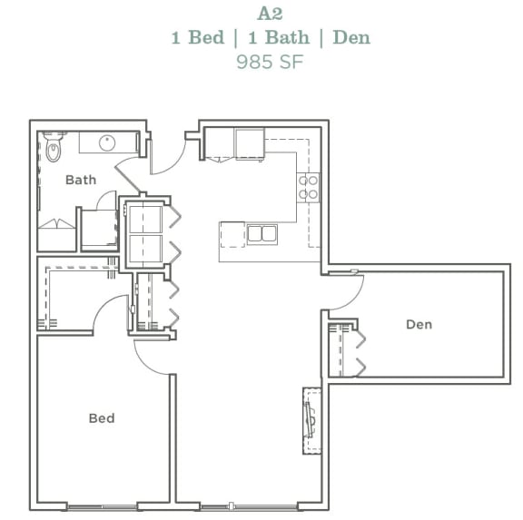Floor Plan  Portera at the Grove_Wilsonville OR_Floor Plan A2_One Bedroom One Bathroom
