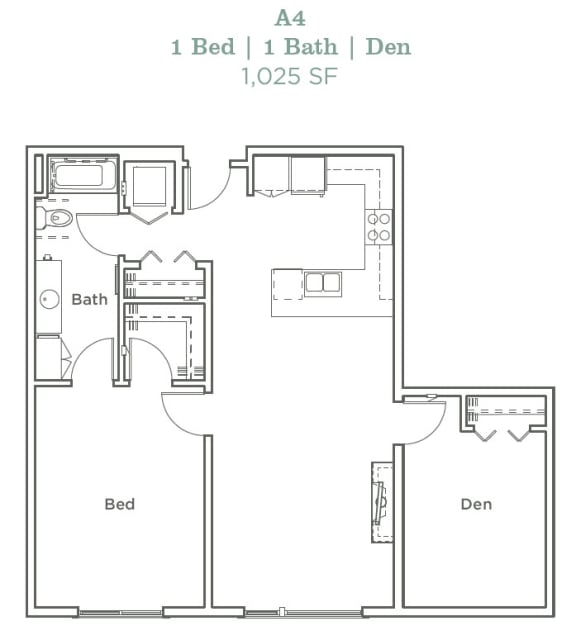 Floor Plan  Portera at the Grove_Wilsonville OR_Floor Plan A4_One Bedroom One Bathroom