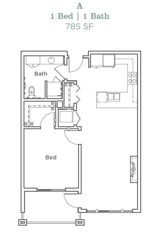 Floor Plan  Portera at the Grove_Wilsonville OR_Floor Plan A_One Bedroom One Bathroom