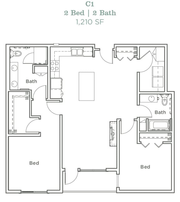 Floor Plan  Portera at the Grove_Wilsonville OR_Floor Plan C1_Two Bedroom Two Bathroom