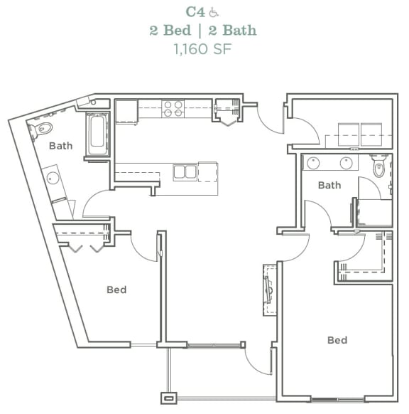 Floor Plan  Portera at the Grove_Wilsonville OR_Floor Plan C4_Two Bedroom Two Bathroom