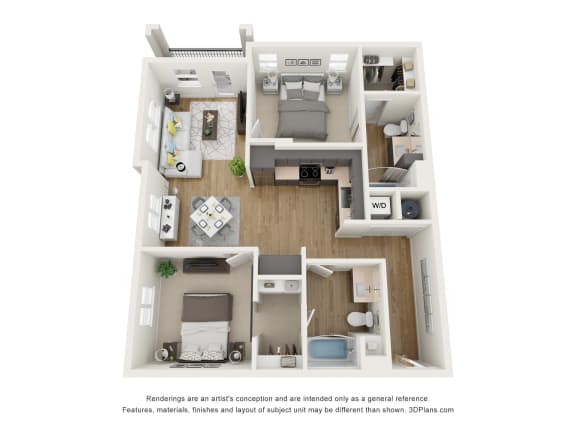 Floor Plan  a stylized floor plan of a 1 bedroom192 sq ft