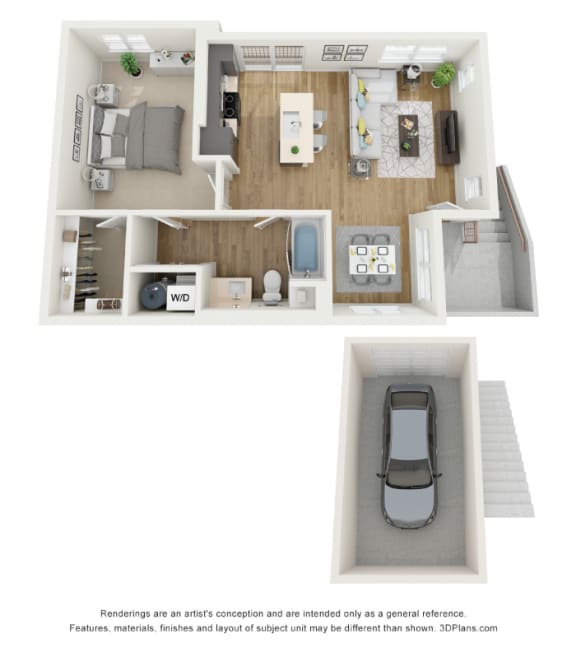 Floor Plan  a stylized floor plan with a car in a bedroom