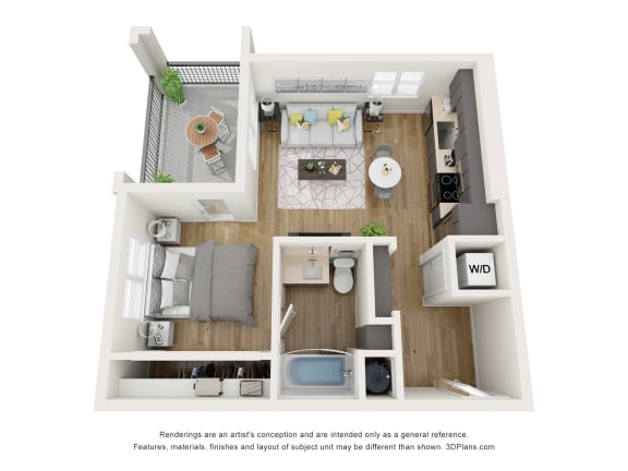 Floor Plan  Sante Apartments  3D Floor Plan S1