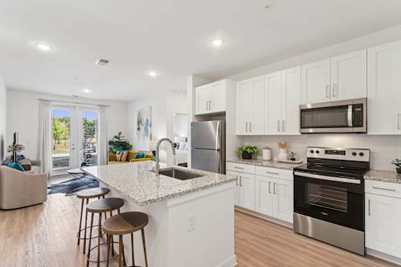Modern, Flat-Panel Cabinets with Under-Cabinet Lighting
