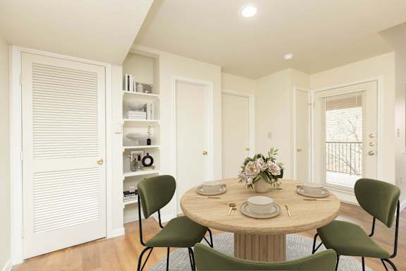 round table set for four at Crosspoint Oaks at Boerne, Texas, 78006