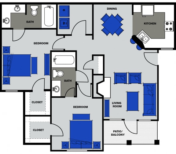 B1 | 1,090 SQ FT | 2 BED / 2 BATH