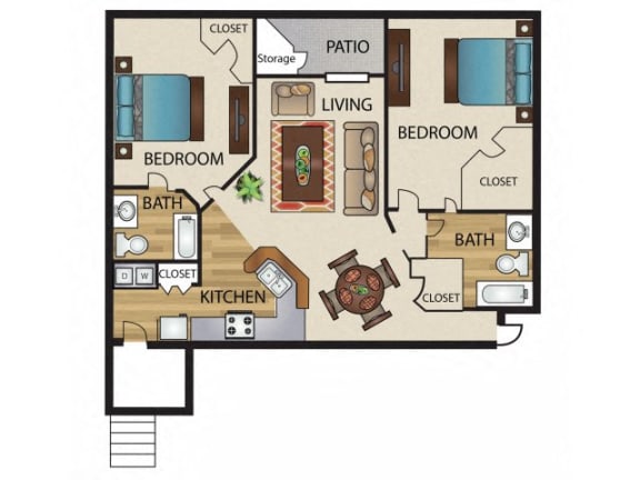 B2G Floor Plan B2G Floor Plan at 5636 Apartment Homes, Texas, 75254