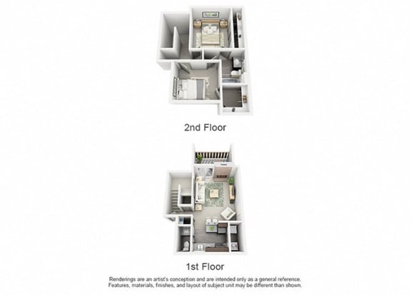 Floor Plan  B3 TOWNHOME | 1,001 SQ FT | 2 BED / 1.5 BATH&#xA0;at Maxwell Townhomes, Texas