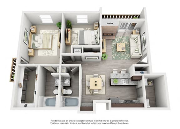 B5 FLAT | 1,040 SQ FT | 2 BED / 2 BATH at Maxwell Townhomes, San Antonio, 78230