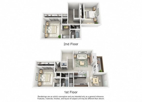 Floor Plan  C2 TOWNHOME | 1,283 SQ FT | 3 BED / 2 BATH&#xA0;at Maxwell Townhomes, San Antonio, Texas