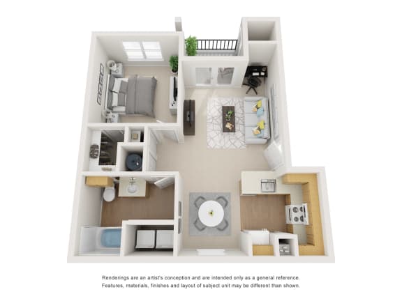 Floor Plan  A2 | 1 Bed / 1 Bath | 678  Sq Ft at Remington Ranch, San Antonio, TX